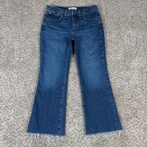 Madewell‎ Jeans Womens 27P Blue Mid Rise Kick Out Raw Hem Flare Casual Boho